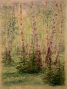 Роща, пастель, около 1984г.