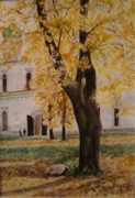 Старая липа в монастыре, 10.2005 г., акварель, 20х30