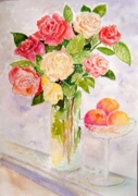 Розы, акварель, 20х30, по мотивам Юона, 2005 г.